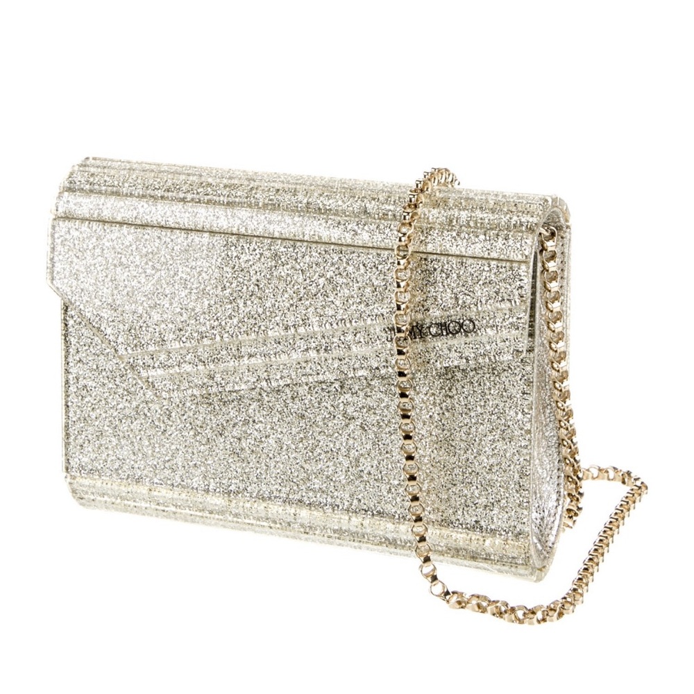 Jimmy Choo Silver Glitter Clutch